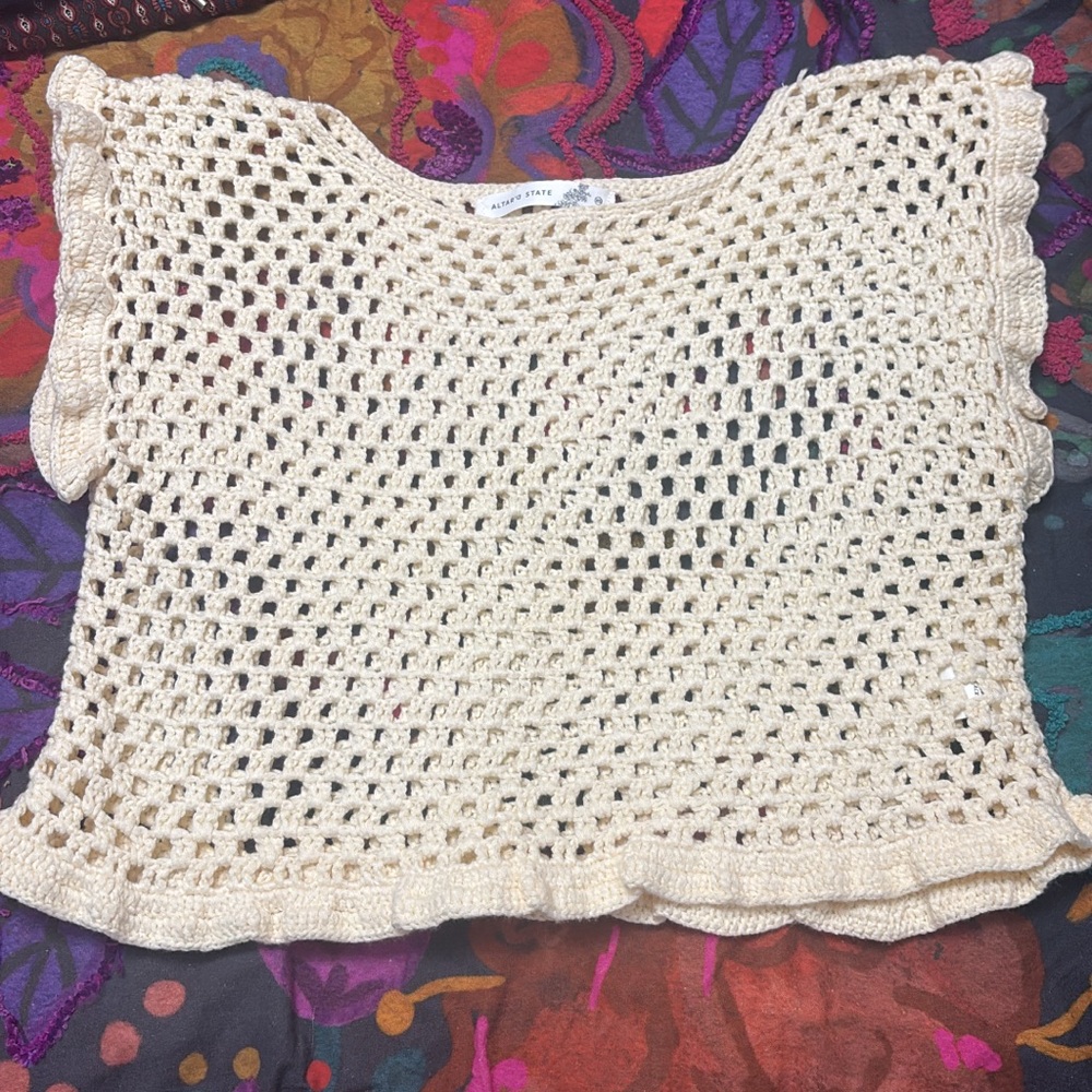 Altar'd State Ivory Crochet Crop Top